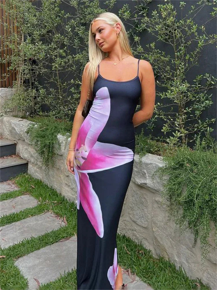 SKY Bodycon Floral Maxi Dress