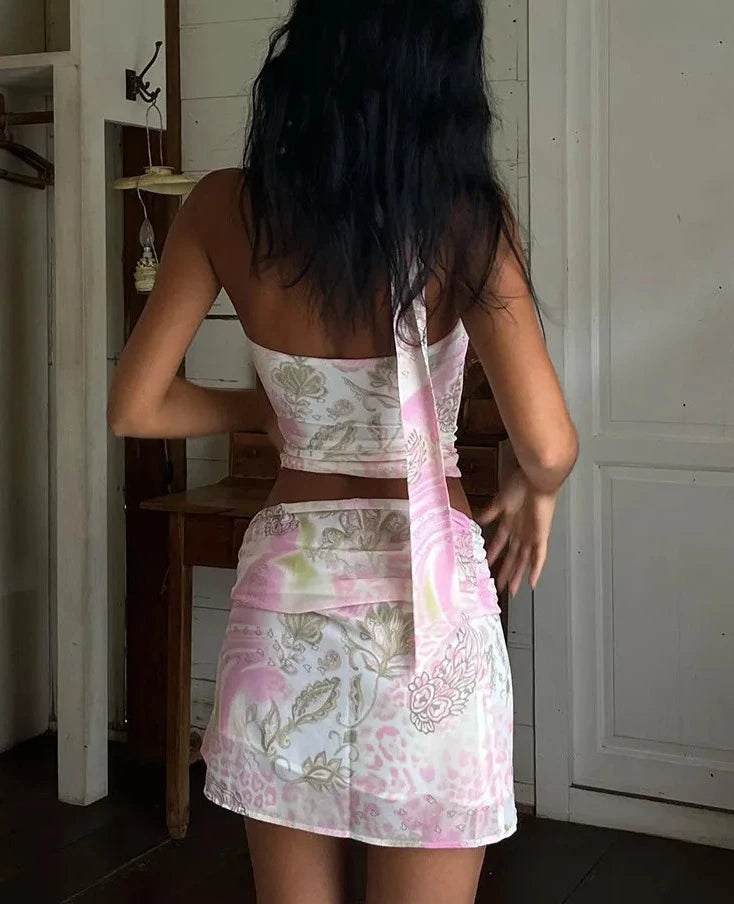 MIA Floral Bandeau and Mini Skirt Set