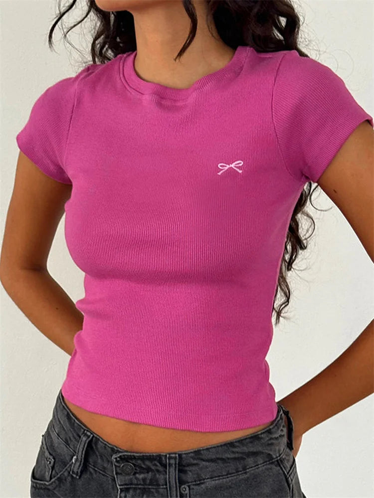 Bow Embroidered Baby Tee