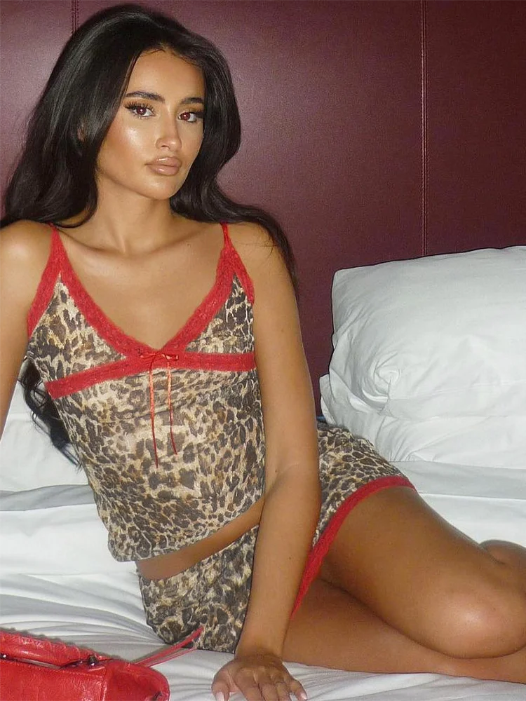 NATALY Red Lace Leopard 2 Piece