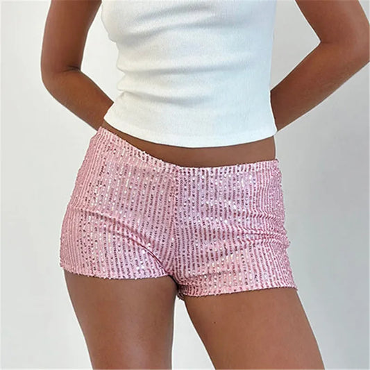 SIENNA Low Rise Sequin Mini Shorts