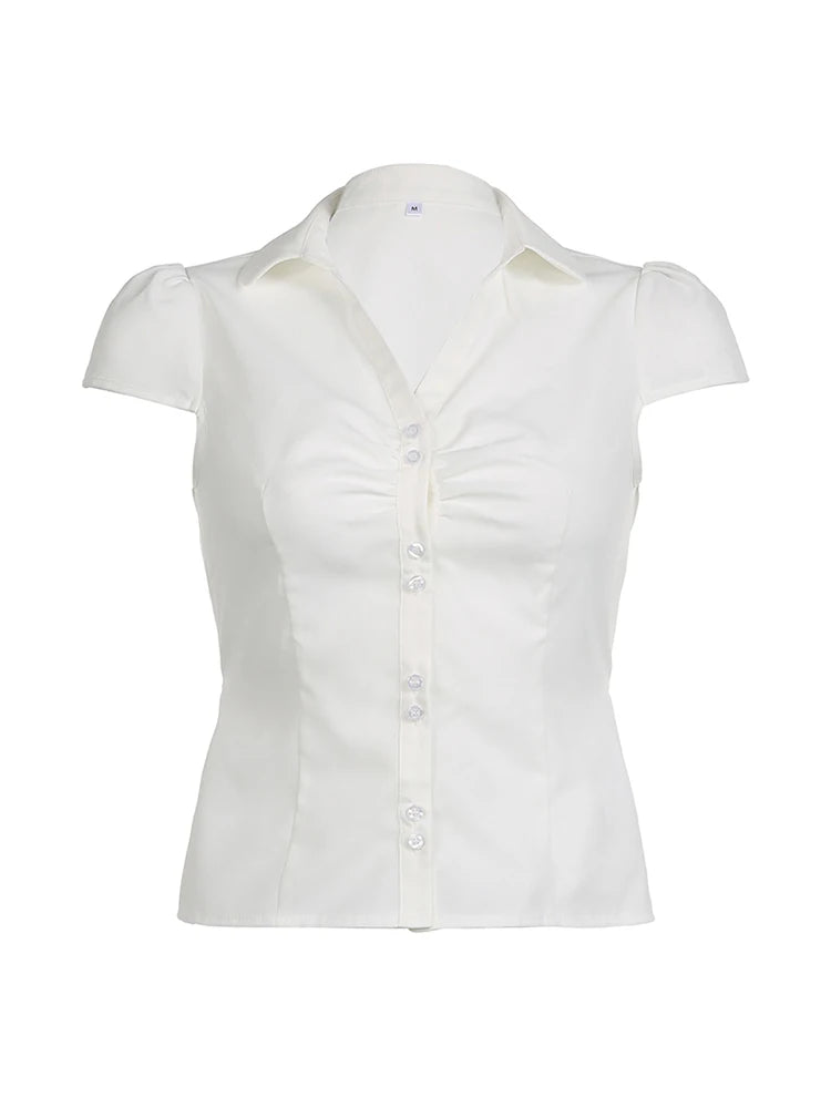 Button Up Collared Short Sleeve Shirt