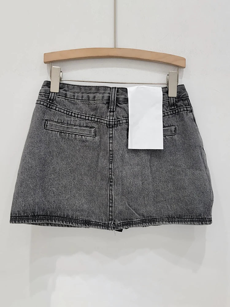 Bow Denim Mini Skirt