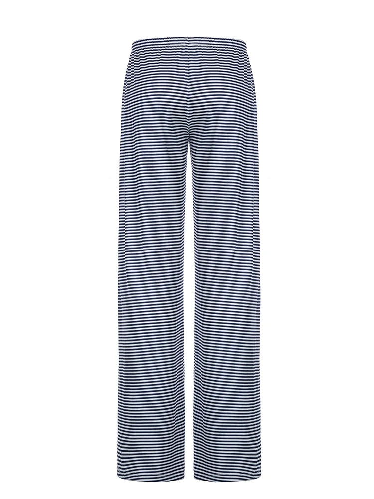 Striped Low Waist Straight Leg Trousers