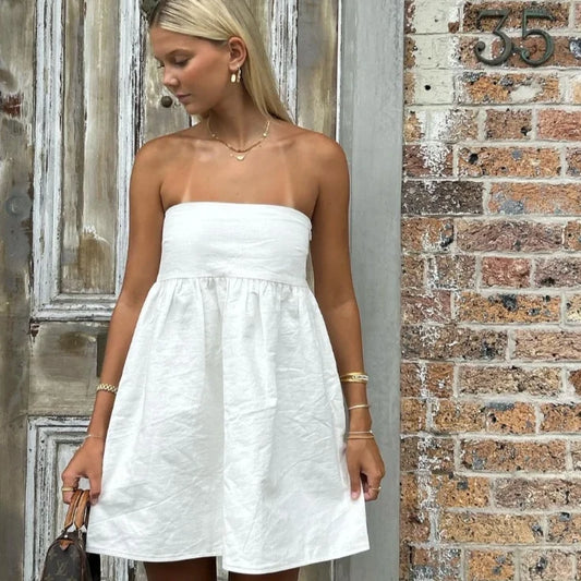 ADELA Strapless Ruffle Mini Dress